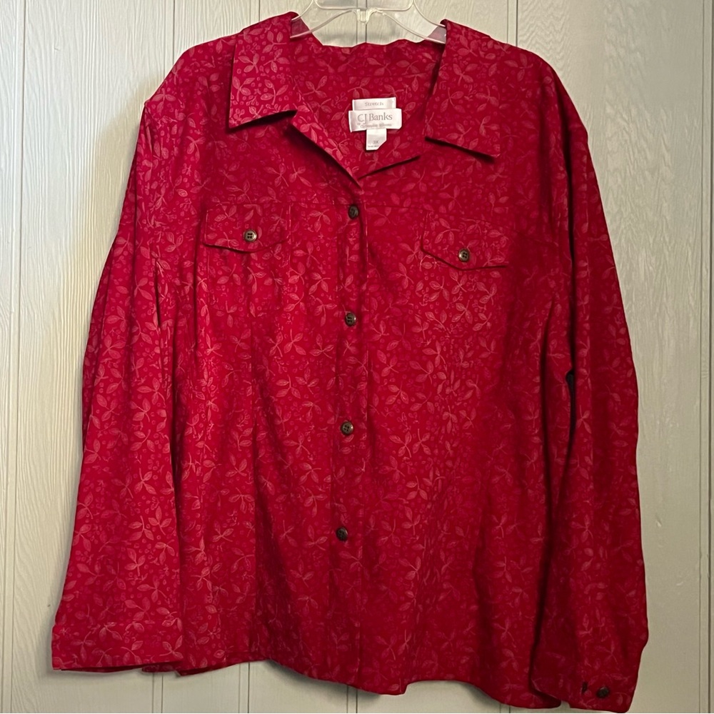 Christopher & Banks Leaf Print Jacket/Blouse